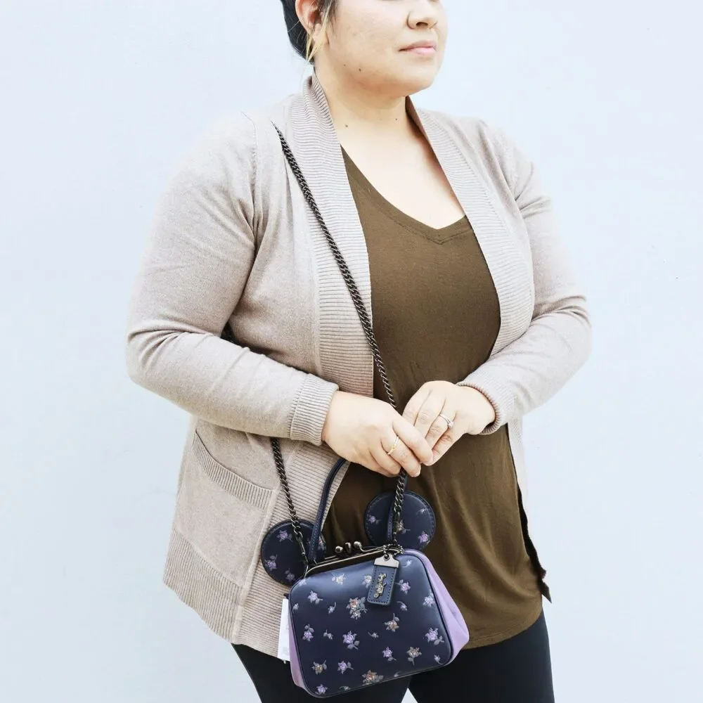 NWT Coach Disney X Minnie Mouse Kisslock Bag Handbag Ears Floral Purse - Picture 5 of 12